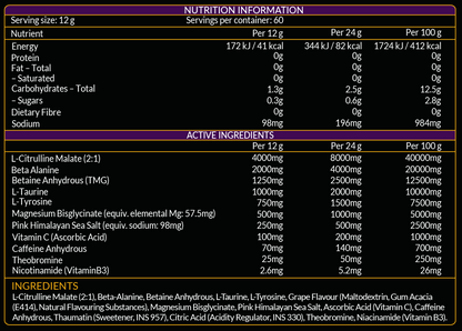 EXODUS Pre-Workout | Daily Driver Formula | 600g